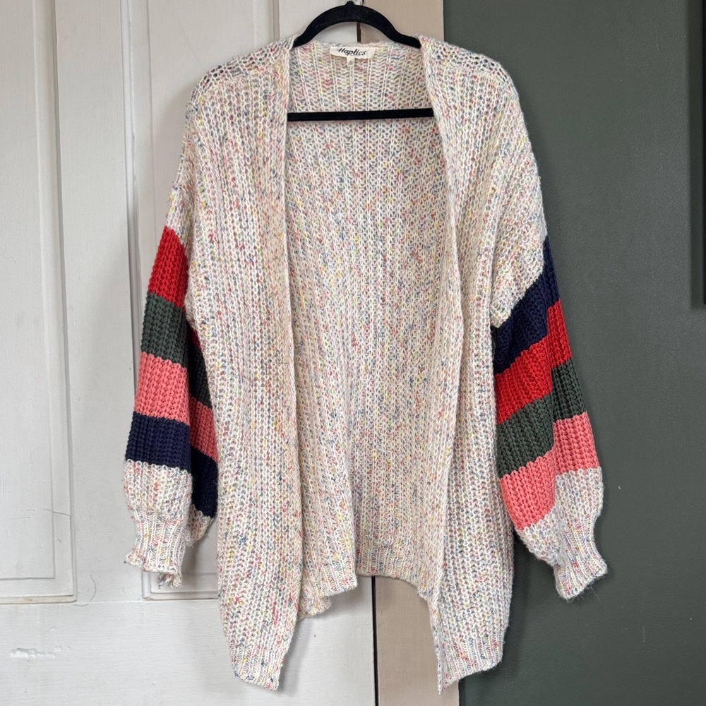 Multicolor Knit Open-Front Cardigan